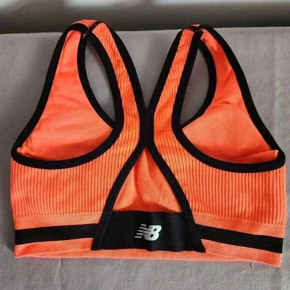 New Balance Medium Impact Sports Bra - Orange/Black - S/P - Picture 2 of 3